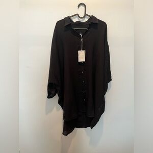 NWT 120 % Lino Black Linen shirt